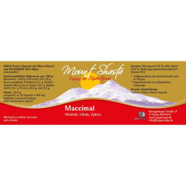 MOUNT SHASTA MACCIMAL, 13,5g ca. 30 Kapseln